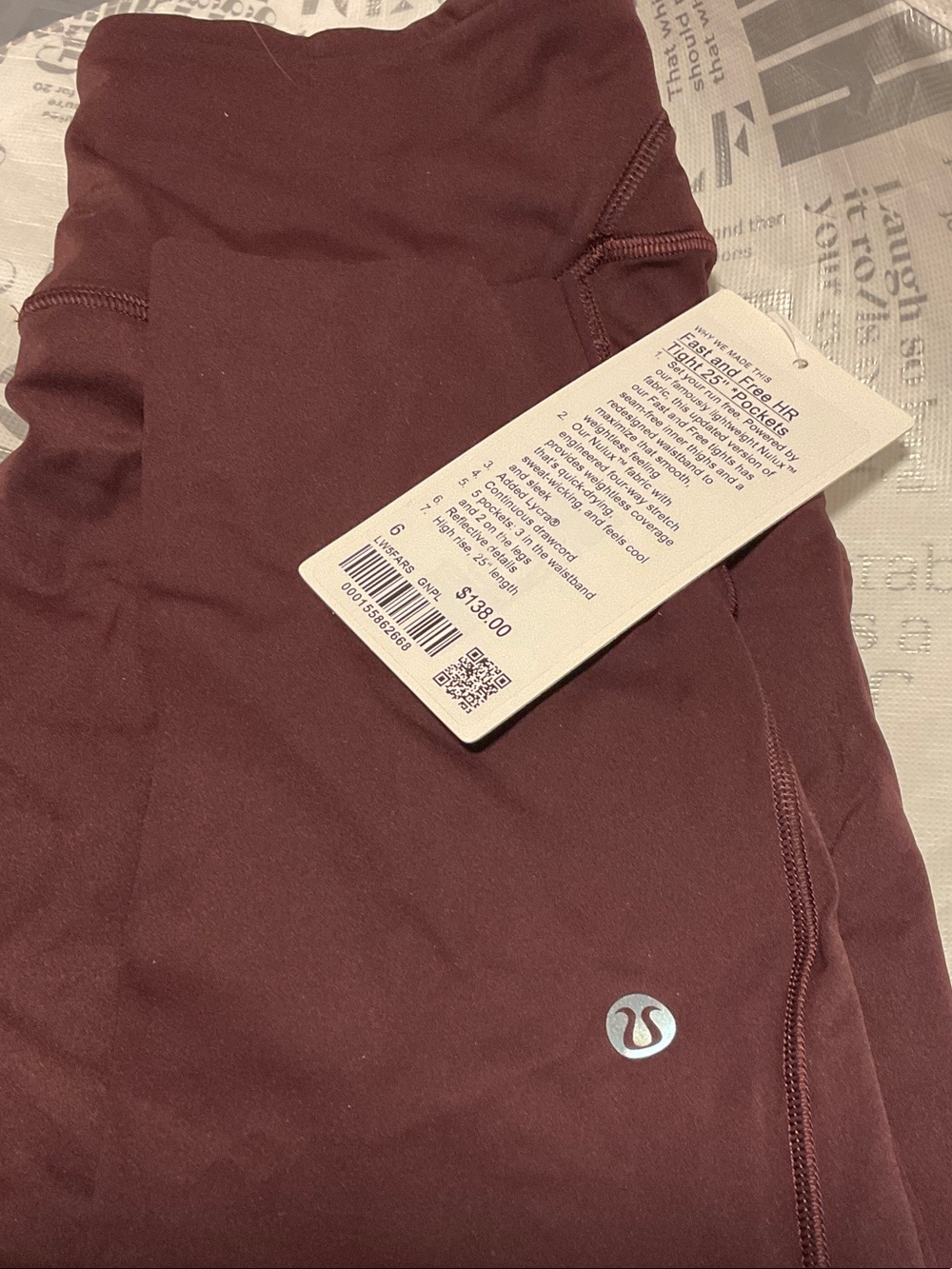G-Lululemon Fast and Free HR Tight 25” pockets